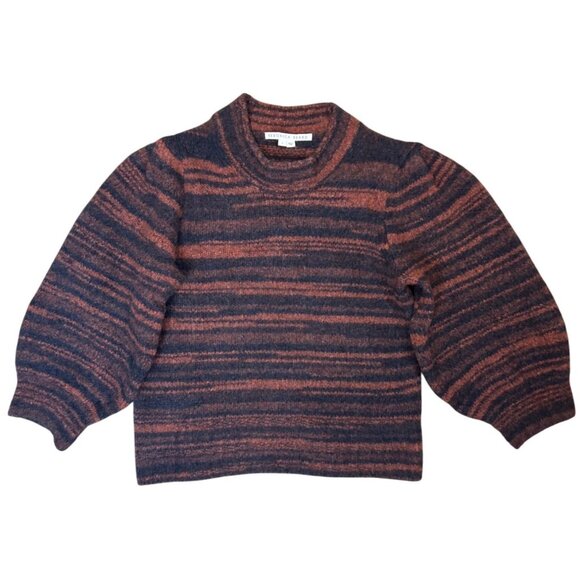 Veronica Beard Lumina Merino Wool Crew Neck Sweater Orange Black Fall L - Picture 1 of 12